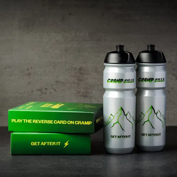 Electric Lime packaging and water bottles